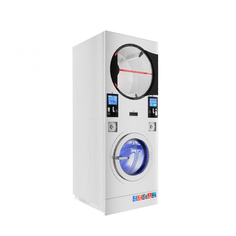 WDH Commercial Laundry Equipment Stack Washer And Dryer Coin Operated For Laundromat On Sale